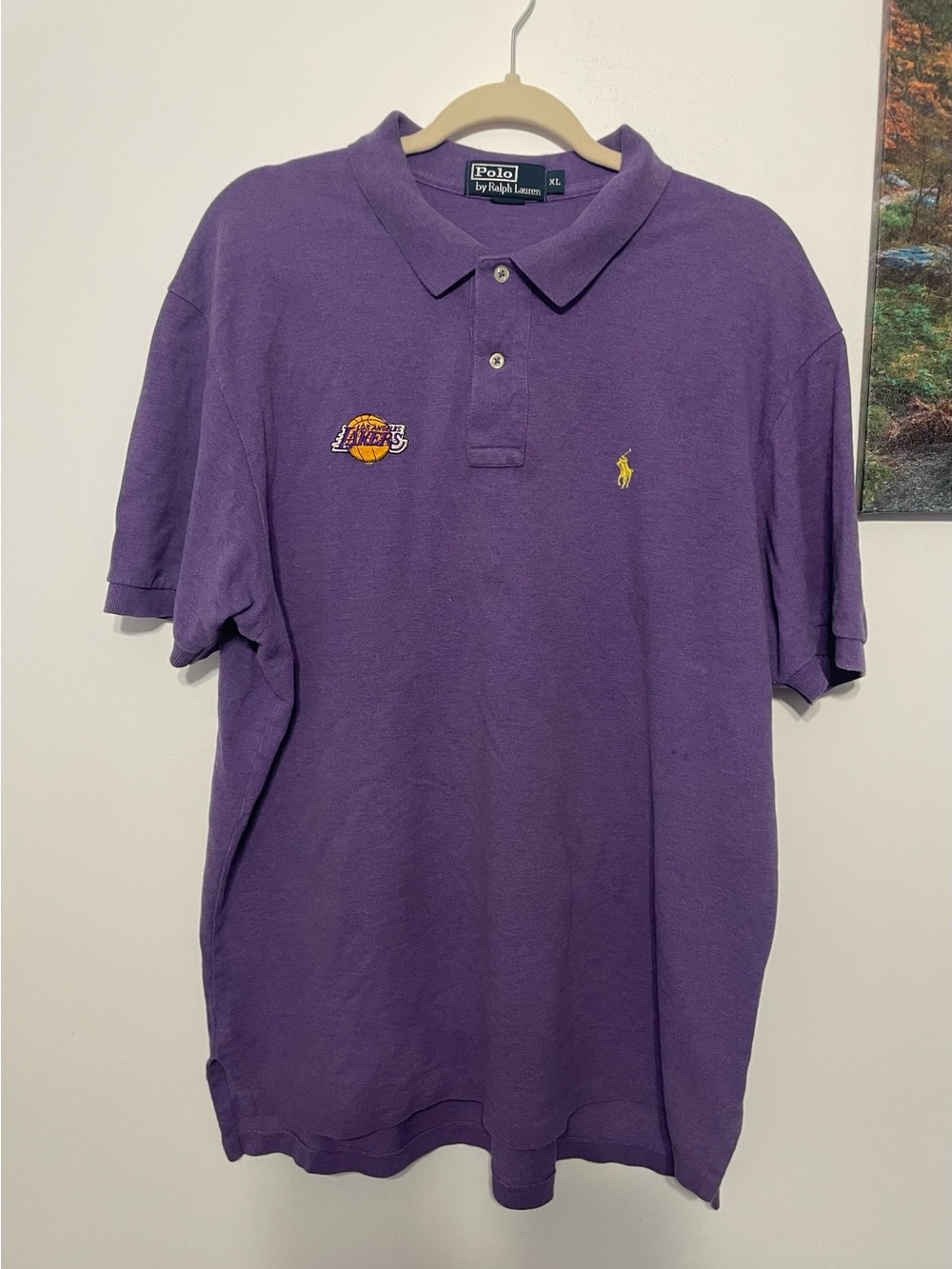 Polo by Ralph Lauren Purple Los Angeles Lakers rare Embroidered Polo Shirt xl